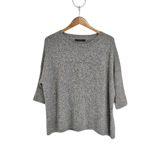 Peruvian Connection Gray 100% Royal Alpaca Boxy Short Sleeve Sweater Size XL - Picture 1 of 8